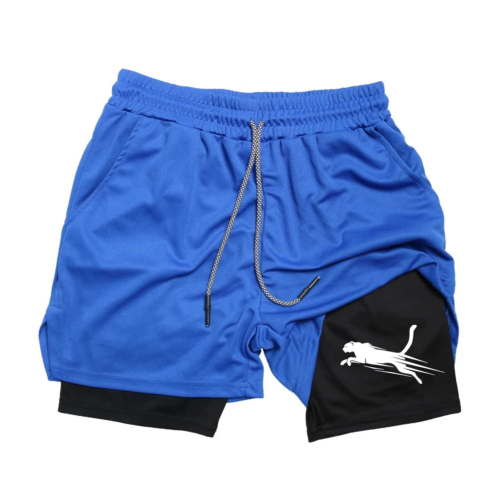 Summer Men's Gym Fitness Workout Shorts Quick-drying Two-in-one Sports Compression Double-layer Shorts Casual Daily M-3XL